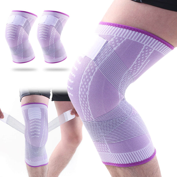 1 Pair Knee Brace Compression Sleeve with Strap